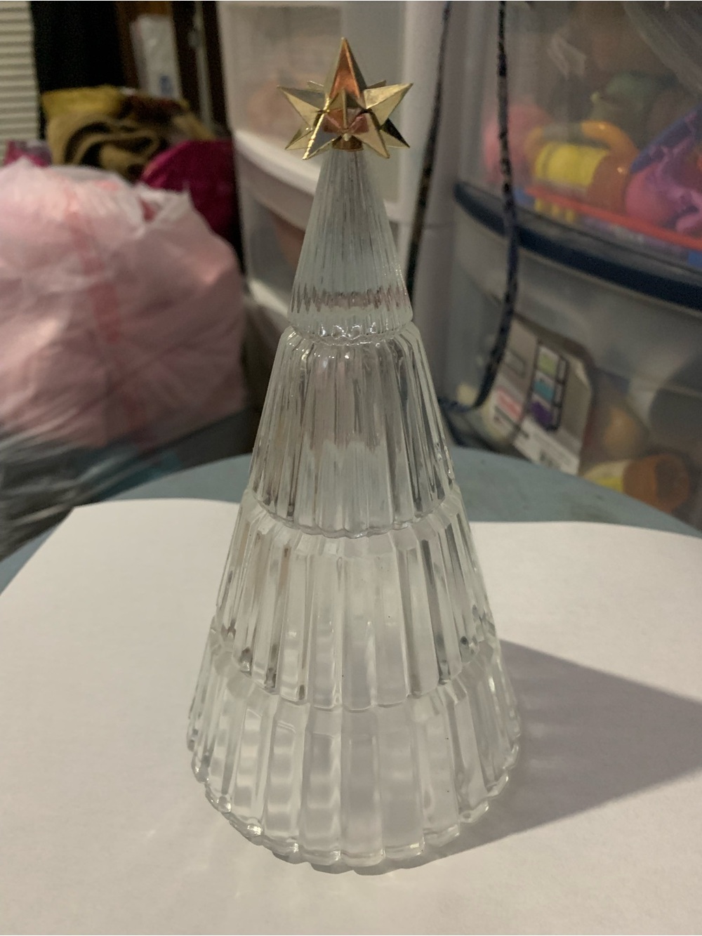 Vintage 1990s Avon Lead Crystal Christmas Tree With Gold Star No Base